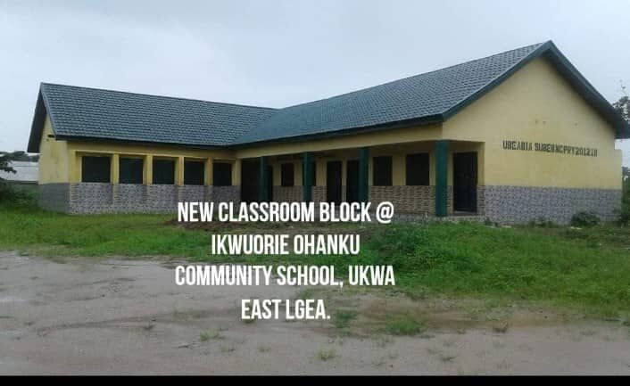 New classroom block, Ikwuorie Ohanku Community School, Ukwa East LGA