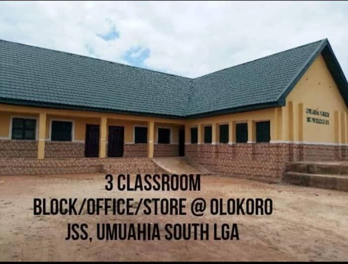 3-classroom block with office and store, Olokoro Junior Secondary School, Umuahia South LGA